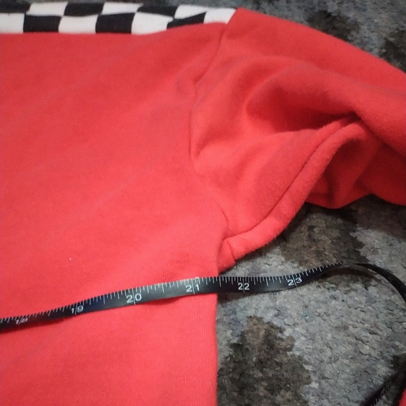 Red and Checkered Racer Cropped Sweater sz L - Picture 6 of 8
